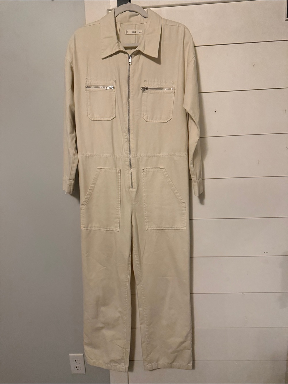 Mango Cream Zip-Front Women's Utility Jumpsuit